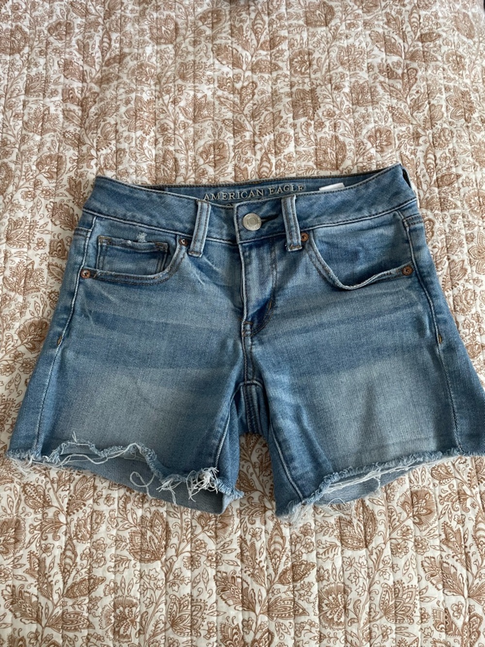 American Eagle Outfitters Light Blue Distressed Denim Shorts